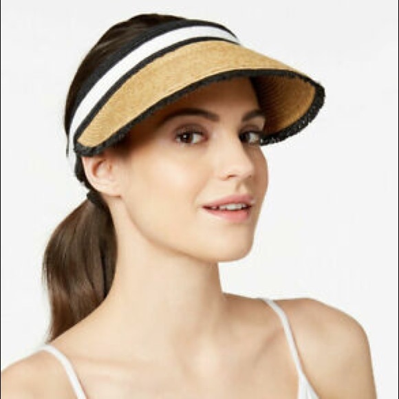August Hat Colorblocked Straw Visor Womens Hat - Picture 1 of 3